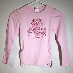 Pink long sleeve meow kitty shirt